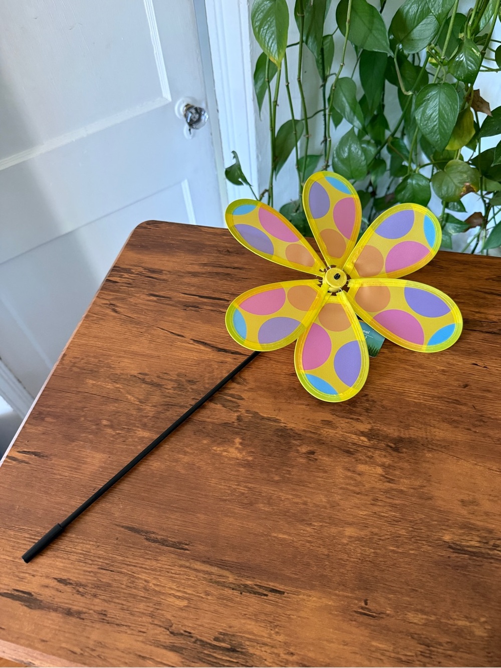 Yellow Floral Pinwheel Party Decoration - Bright Garden Spinner